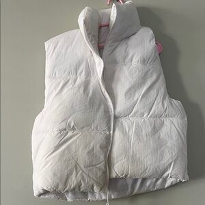 White Puffer Vest - Sleeveless Zip Front